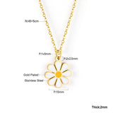 ASON Cute Flower Round Pendant Necklace Gold Color Stainless Steel Charm Choker Necklaces for Women Jewelry Accessories