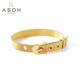 ASON Watch Belt Bracelet Mesh Bangle Stainless Steel Gold Color for Women Man Fashion Jewelry Party Gift Boho Simple Style