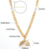 Moon With Cute Astronaut Design Elegant Chain With Imiatation Pearl Double Layer Jewelry On Neck Statement Collier