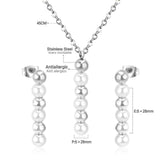 Ensembles de bijoux en acier inoxydable pour femmes et filles, boucles d'oreilles en fausses perles, collier de mariage, ensemble de bijoux de mariée indienne de dubaï