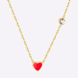 Colgante de corazón rojo con collar de cadena de acero inoxidable de cristal para niñas, accesorios de joyería de fiesta a la moda, novedad de 2021 