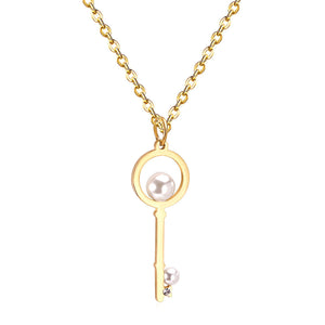 Fausse perle clé pendentif Collier pour hommes femmes bijoux en acier inoxydable colliers colliers Collier accessoires mujer