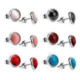 ASON Colorful Opal 6pairs/Box Earring Sets Stainless Steel Stud Earring Fashion Jewelry for Women Wholesale Party Daily