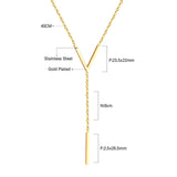 ASON Gold Color Stainless Steel  Choker Letter V Link Chain Cuboid Pendant Necklaces For Women Fashion Jewelry Wholesale