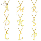 ASON Initial 26 Letters A-Z Gold Color Stainless Steel Modern Chain Choker Pendant Necklaces For Women Fashion Jewelry