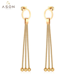 ASON Modern Statement Drop Earring with Steel Ball Tassel Dangle Earrings Stainless Steel Jewelry for Women Girl Party Gift