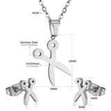 Fashion Scissors Necklace Earring Dubai African Jewelry Sets For Women Girls Indian Stainless Steel Jewellery sets