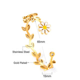 Brazaletes de margaritas, pulseras con apertura bohemia de plantas de Color dorado para mujeres elegantes, joyería de hadas para niñas, pulseras femeninas