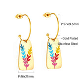 Ear Of Wheat Brand Design Drop Earrings Gold Plated Acrylic Rectangle Charms Fairy Ladies Trendy Pendients Piercing