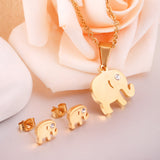 Dubai Wedding African Jewelry Sets Gold CZ Elephant Pendant Necklaces Earrings For Men/Women Fashion Jewelry sets