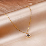 ASON Cute Stainless Steel Round Pendant Necklace Shell Chain for Women Men Gold Color Jewelry Accessory Party Gift