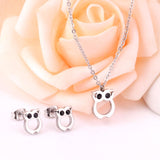 ASON Cute Owl Pendant Necklace Piercing Stud Earrings Jewelry Sets Stainless Steel Gold Color For Women Wholesale Fashion