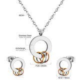 ASON Stainless Steel Jewelry Sets Gold Color Hollow Out Round Pendant Necklace Earring for Women Party Collier Fashion