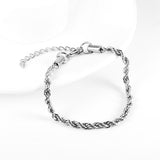 Twist Bracelets 2/3/4/5mm Woman Boho Rolo Chain Bracelets Waterproof Stainless Steel Vintage Hand Jewelry pulseras