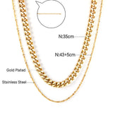 ASON Multi-layer Necklace Stainless Steel Cuban Link Cool Chain for Women Men Party Gift Jewelry Gold Color Choker Necklace