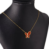 ASON Colorful Black White Shell Butterfly Chain Pendant Necklace Gold Color Stainless Steel for Women Fashion Jewelry