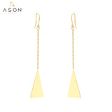 ASON élégant couleur or boucles d'oreilles en acier inoxydable Triangle pendentif boucles d'oreilles pour les femmes cadeau bijoux de fête 