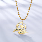 Collar con colgante de fútbol de la Copa Mundial para mujer, debe ganar, declaración deportiva para hombre, collares de cadena de cuentas gruesas, diseño de marca 