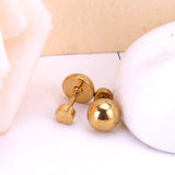 Stainless Steel Gold Ball Earrings Screw Back 2020 Stud Earring Set For Women's Fashion Jewelry Brincos Aretes