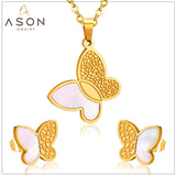 ASON Cute Butterfuly Pendant Necklace Collier Party Stainless Steel Gold Color Collars Choker Necklace Women Accessories