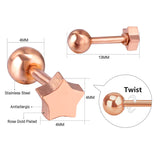 ASON Chic Style Rose Gold/Star Screw Stud Earring Stainless Steel Anti-allergy Earring Women/Kid Accessories Party Bijoux