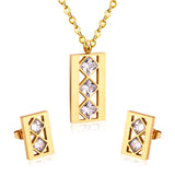 Stainless Steel CZ Wedding Bridal Dubai Jewelry Sets For Women Indian Gold Color Crystal Indian Jewellery Sets