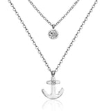 ASON Collier Femme Stainless Steel Double Chain Necklace Gold Color Anchor Pendants Women Choker Collars Fashion Jewelry