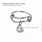 New Classic Heart Shape Adjustable Stainless Steel Trendy Ring For Female Party Jewelry Accessories bijoux femme