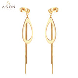 ASON Korean Style Dangle Earrings Anti-allergy Stainless Steel for Women Tassel Water Drop Earring Lovely Jewelry Gift