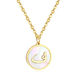 ASON – collier avec pendentif en forme de coquille blanche, couleur or, lettre initiale, à la mode, chaîne à maillons Alphabet en acier inoxydable, pour cadeau