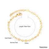 ASON Round Disc Charm Chain Bracelet Women Adjustable Bangle Gold Color Stainless Steel Fashion Jewelry Party Gift Office