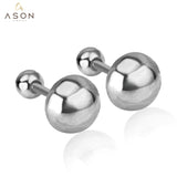 ASON Size 4mm/6mm/8mm Oval Ball Screw Piercing Stud Earrings Silver Color for Women Stainless Steel Wholesale Boho Jewelry