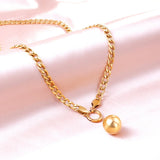 Stainless Steel Ball Charm Necklace for Women Gold Color Cuban Link Chain Choker Minimalist Girls Design Neck Collar