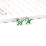 ASON Lovely Children's Ear Stud Silver Color Stainless Steel Green Cactus Cartoon Stud Earrings for Girl Gifts Jewelry