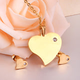 ASON Heart Shape Pendant Necklace Small Piercing Stud Earrings Jewelry Sets Gold Color Stainless Steel for Women Jewelry