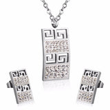 Trendy Stainless Steel Dubai Jewelry Set Geometry Pendant Necklace Earrings Crystal For Women Girls Jewelry Sets