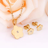 Cute Style Cubic Zirconia Jewelry Sets Flower Pendant Necklace Earring Sets For Women Whoeasle Jewerly gift