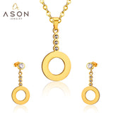 ASON – boucles d'oreilles classiques pour femmes/filles, en acier inoxydable, pendentif rond ajouré, ensembles de boucles d'oreilles, tenue de fête, usage quotidien 