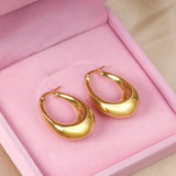 ASON-pendientes de aro circulares grandes y lisos de estilo coreano, Color dorado, acero inoxidable, joyería para mujer y niña, Piercing bohemio 