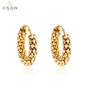 ASON – grandes boucles d'oreilles créoles inhabituelles en acier inoxydable 316L, cercle Vintage pour femmes, 30/40/45mm, bijoux à la mode 