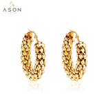 ASON Unusual Big Hoop Earrings 316L Stainless Steel Vintage Circle Earring for Women 30/40/45mm Fashion Jewelry