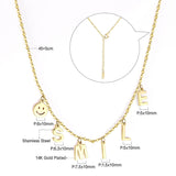 ASON Collier Female 2022 Stainless Steel Smile Face Letters Pendant Necklace Gold Color 45cm+5cm Long Chain Necklace Friend