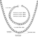 ASON Women/Men 6MM/8MM/10MM Width Necklace Set Stainless Steel Necklace with Bracelet Cuban Chain for Diy Jewelry Making