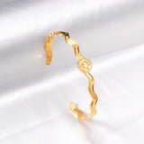 ASON Gold Color Unusual Wavy Bracelet Ocean Style Stainless Steel Open Bangle for Women Party Gift Jewelry Accessory