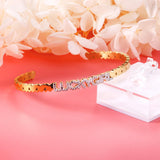 Lucky Gift For Friends Open Bracelets Luxury Women's Bangles Gold Color With Shiny Zirconia Stone Office Dailywear