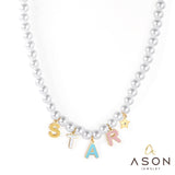 ASON Cute Imitation Pearl Necklace with STAR DREAM Letter Pendant Chains for Women Stainless Steel Jewelry Party Gift