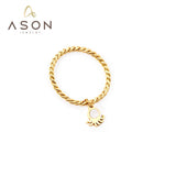 ASON-anillo de dedo de acero inoxidable 316L con abalorio para mujer, nuevos estilos, Color dorado, accesorios de joyería 