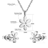 ASON bijoux 316L acier inoxydable couleur or ensembles de bijoux pour femmes fleur pendentif collier petites boucles d'oreilles pour Femme 