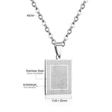 Bible Scripture Pendant Necklace Mens Womens Stainless Steel Chain Necklace