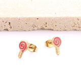 Candy Color Lollipop Stud Earrings For Kids Girl Cute Sweet Stainless Steel Anti Allergy Ear Jewelry Birthday Gifts